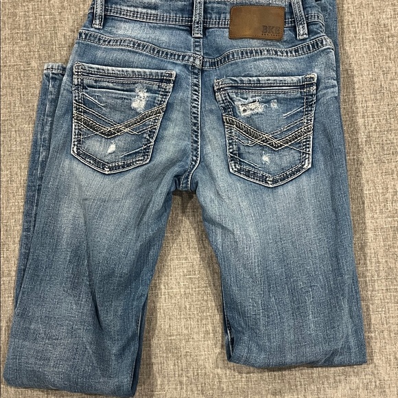 Aiden Medium Blue Distressed Bootcut Jeans - Picture 3 of 5